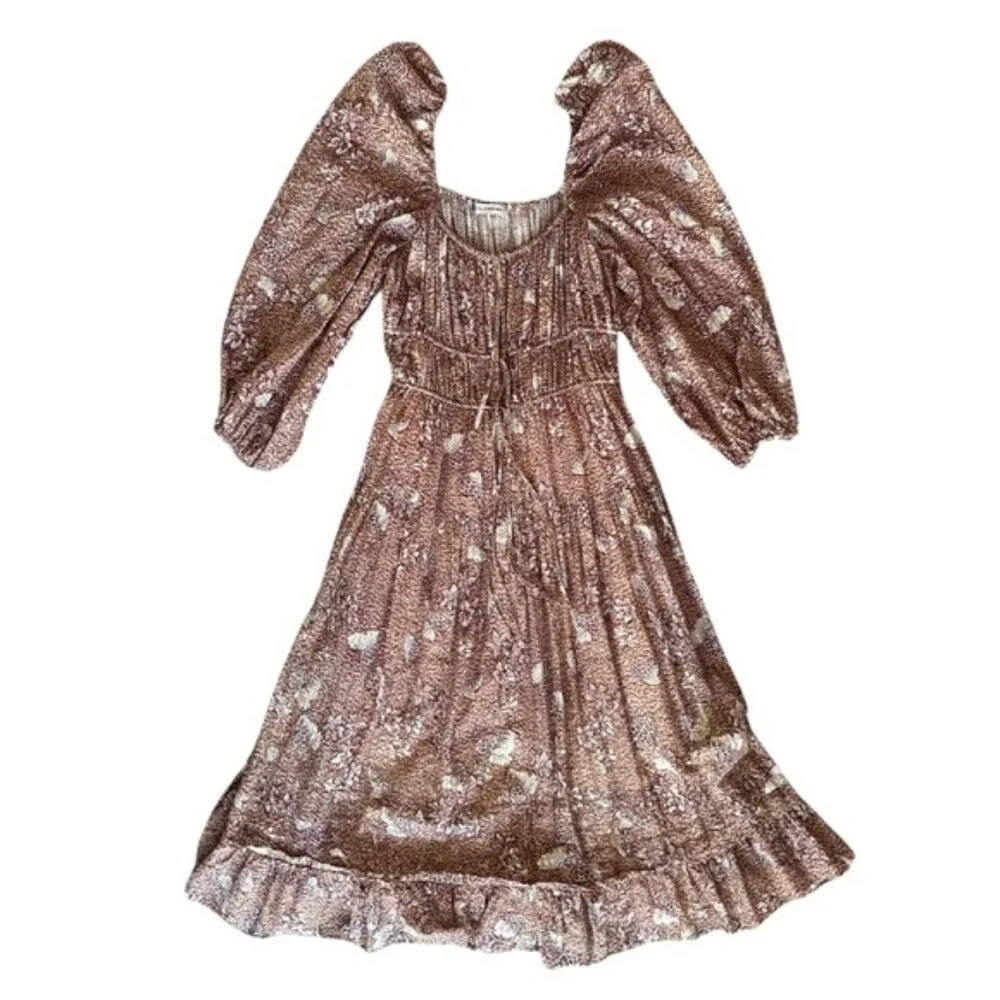NWOT Ulla Johnson Pleated Floral Dress - Picture 5 of 11